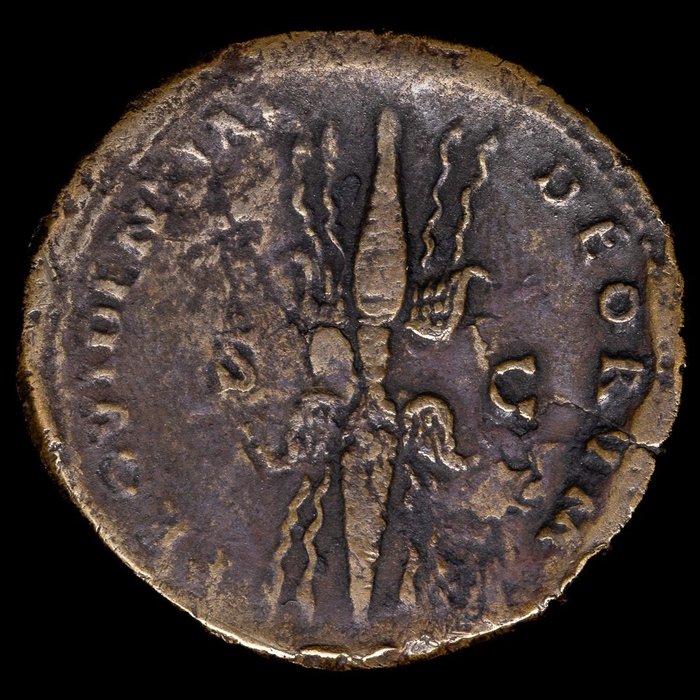 Romarriket. Antoninus Pius (138-161.. Sestertius Roma - PROVIDENTIAE DEORVM, rayos alados  (Ingen mindstepris)