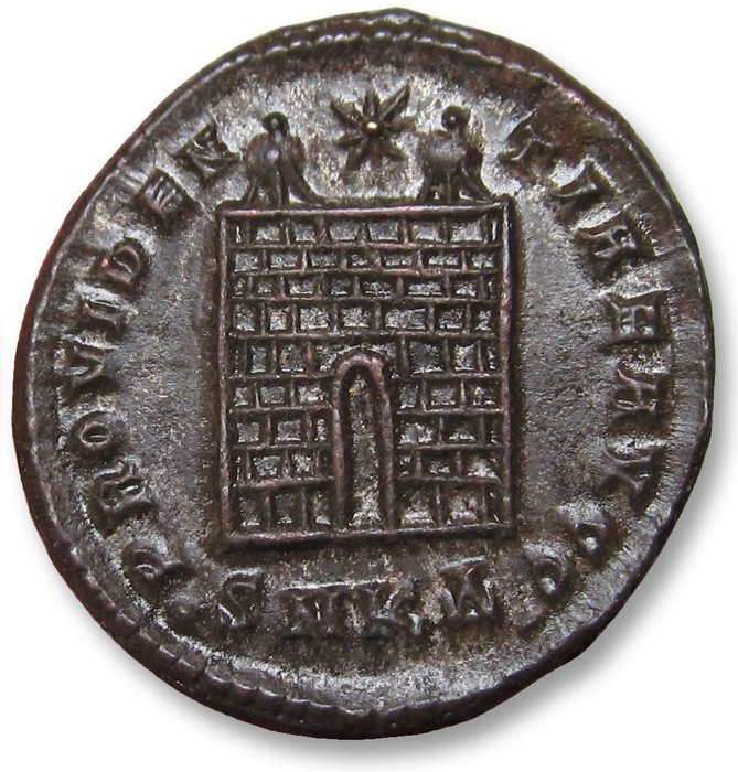 Romarriket Constantine I (AD 306-337) Follis Cyzicus mint 4th officina 326-327 AD - mintmark •SMKΔ• - Ex CNG 2011