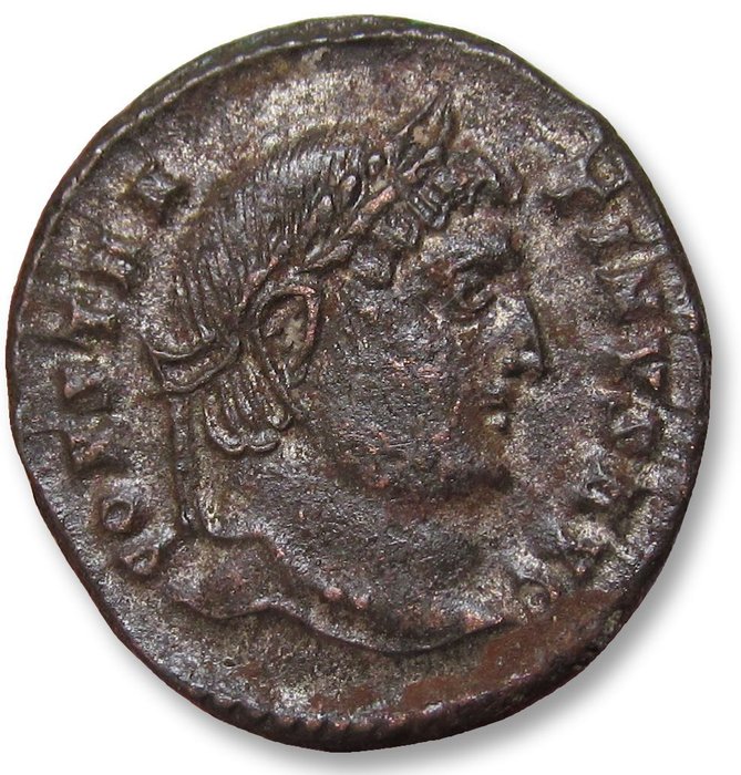 Romarriket Constantine I (AD 306-337) Follis Cyzicus mint 4th officina 326-327 AD - mintmark •SMKΔ• - Ex CNG 2011