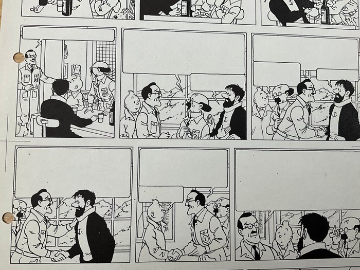 Hergé - On a Marché sur la Lune  - Tirage planche sans textes pour parution journal Tintin