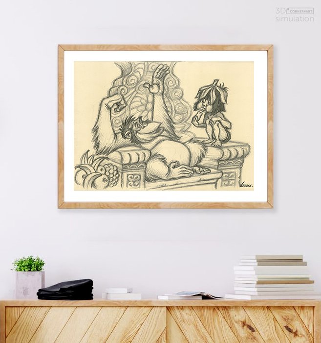 Joan Vizcarra - Mowgli and King Louie’s First Meeting - Original Drawing - 45 x 32 cm