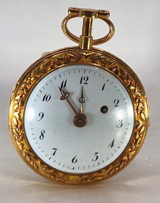 M(el)  Magnen a Paris - 18k Schmuckuhr Lepine - Quarter Repeater - Emaillerückseite - Frankrig 1770