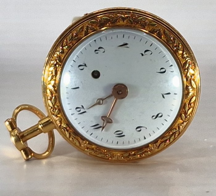 M(el)  Magnen a Paris - 18k Schmuckuhr Lepine - Quarter Repeater - Emaillerückseite - Frankrig 1770