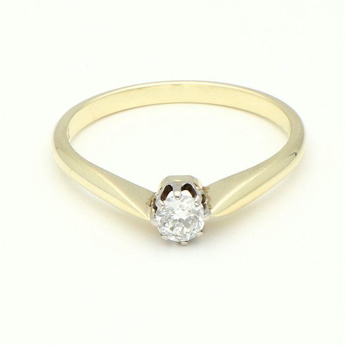 Ring - 14 karat Gulguld -  0.21ct. tw. Diamant (Natur)