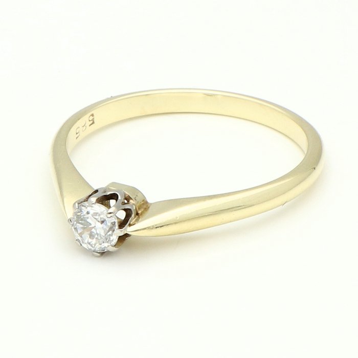 Ring - 14 karat Gulguld -  0.21ct. tw. Diamant (Natur)