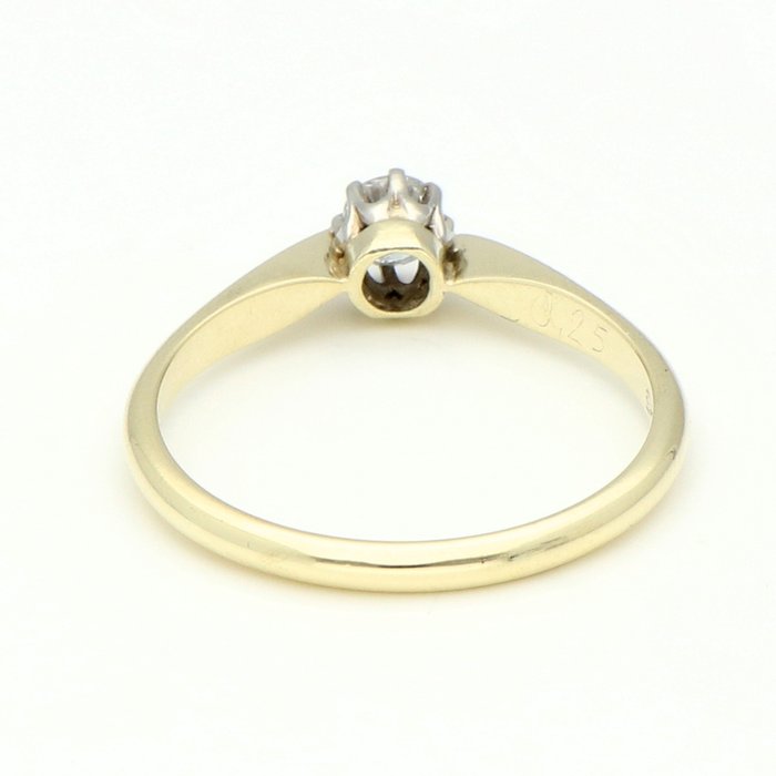 Ring - 14 karat Gulguld -  0.21ct. tw. Diamant (Natur)