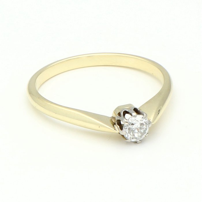 Ring - 14 karat Gulguld -  0.21ct. tw. Diamant (Natur)