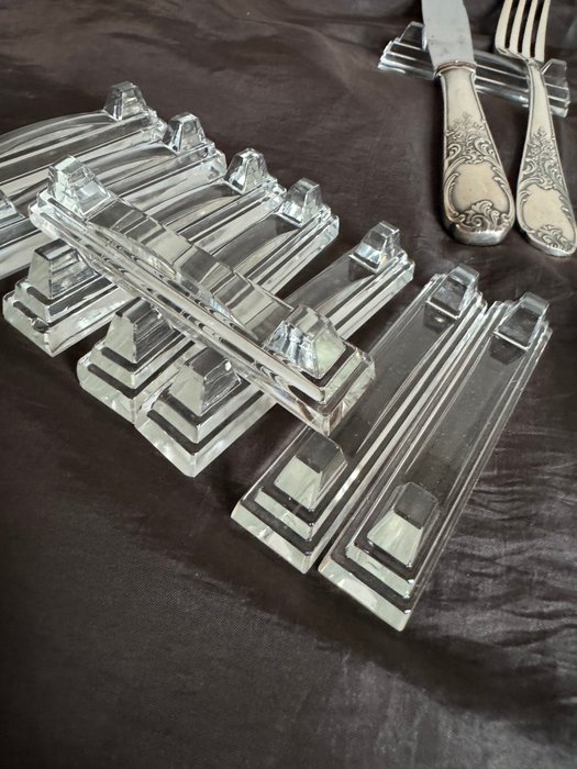 Knivholder (9) - Exclusive knife holder Faceted glass - Verre presset - Art Deco