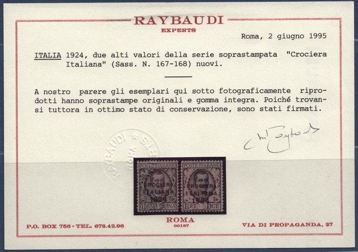 Italien Kongerige 1924 - Italian Cruise Latin America overtrykt 7v komplet serie MNH** - Sassone S.32