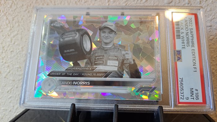 2021/22 Topps Chrome F1 Sapphire Edition Lando Norris #186 BlackWhite /15 PSA 9 Graded card