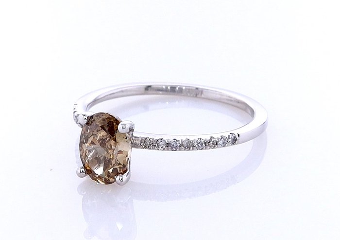 Ring - 14 karat Hvidguld -  0.93ct. tw. Diamant (Naturfarvet) - Diamant