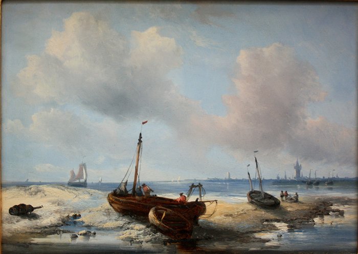 Hendrik van den Helm (1811- 1889) - A pair of Dutch marine paintings with sailing boats