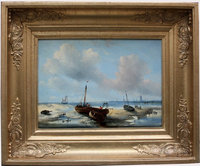 Hendrik van den Helm (1811- 1889) - A pair of Dutch marine paintings with sailing boats