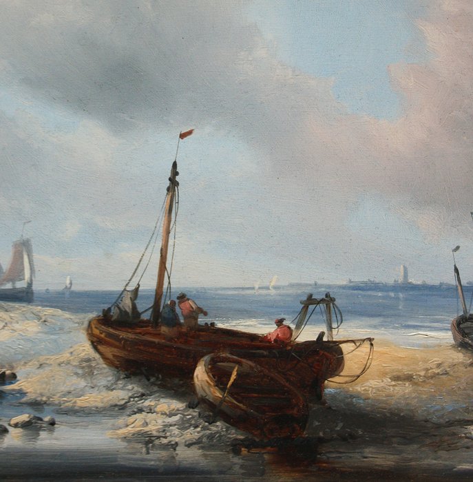 Hendrik van den Helm (1811- 1889) - A pair of Dutch marine paintings with sailing boats