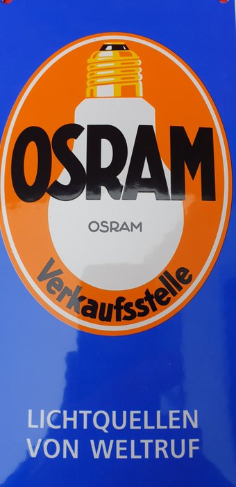 Emaljeplade - Gammelt metal emaljeskilt fra "Osram"