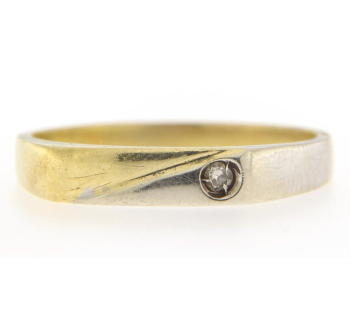 Ring - 18 kraat Gulguld, Hvidguld Diamant (Natur)