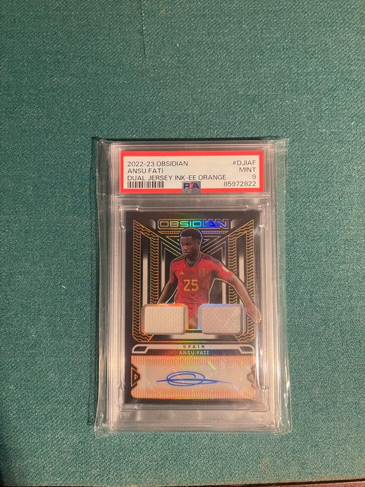 2022/23 - Topps - Obsidian - Ansu Fati - Dual Jersey Ink-EE Orange /75 - 1 Graded card - PSA 9