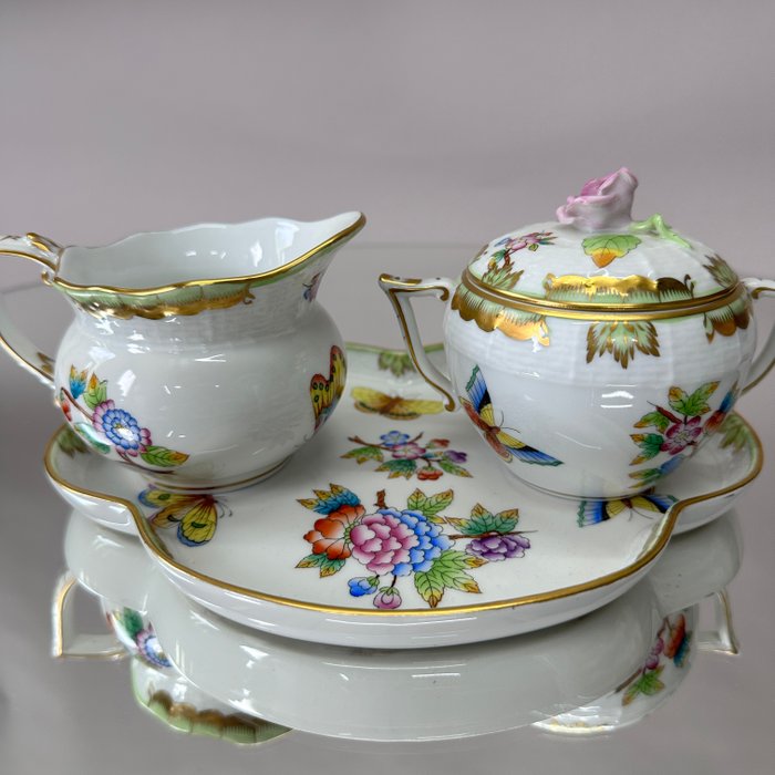 Herend - Sukker og fløde sæt - Knogleporcelæn - Dronning Victoria