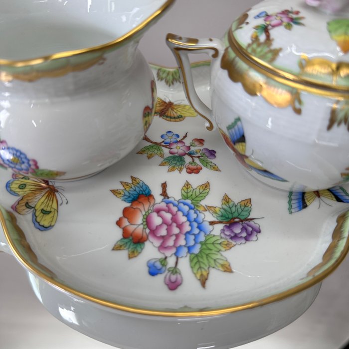 Herend - Sukker og fløde sæt - Knogleporcelæn - Dronning Victoria