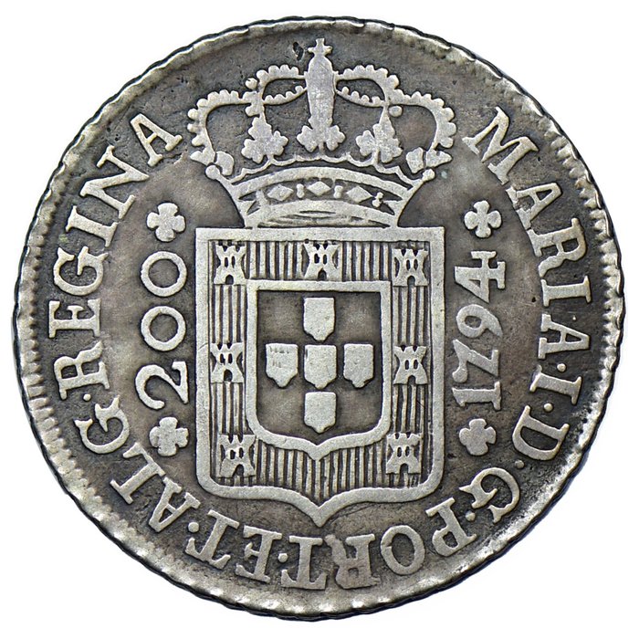 Portugal D Maria I (1786-1799) 12 Vinténs (240 Reis) 1794 - Muito Rara