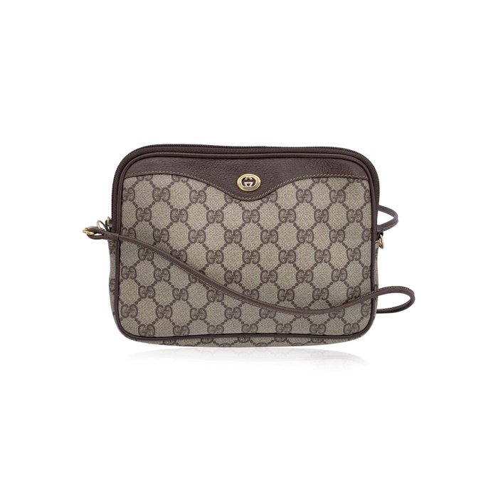 Gucci - Vintage Beige GG Monogram Canvas Messenger Crossbody Bag - Crossbody-taske