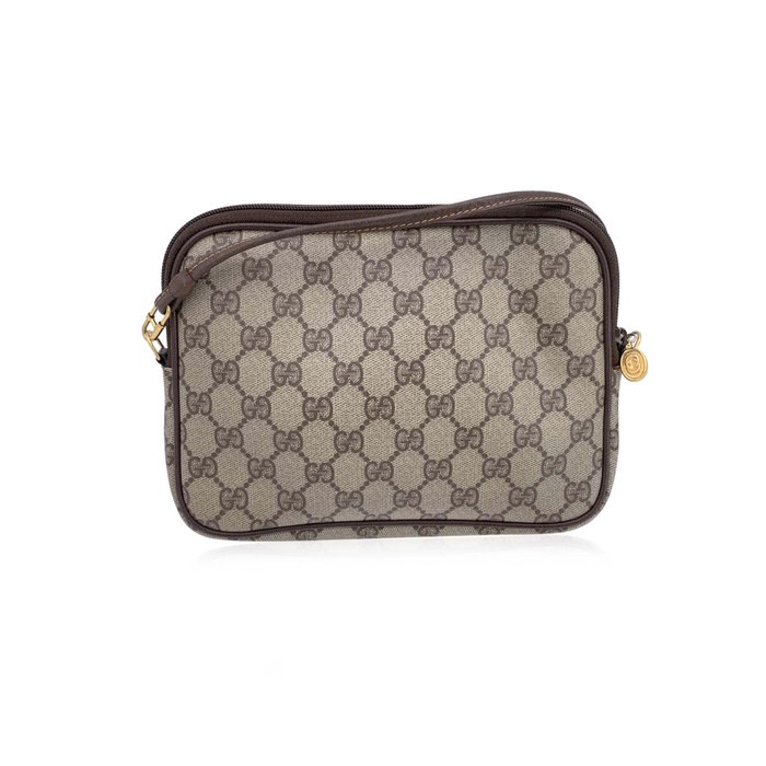 Gucci - Vintage Beige GG Monogram Canvas Messenger Crossbody Bag - Crossbody-taske