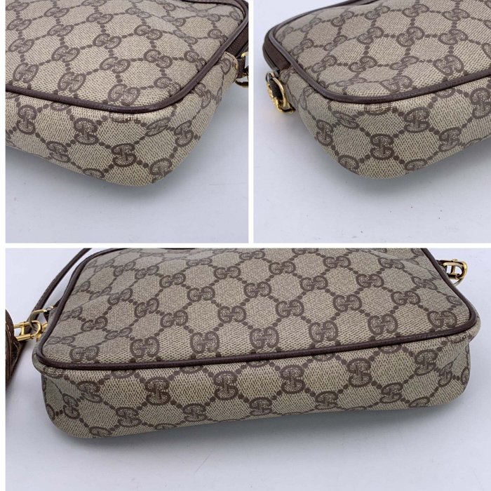 Gucci - Vintage Beige GG Monogram Canvas Messenger Crossbody Bag - Crossbody-taske