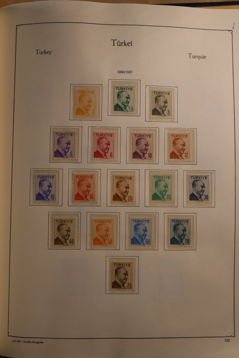 Tyrkiet 1956/1978 - Næsten komplet samling i Kabe preprint album