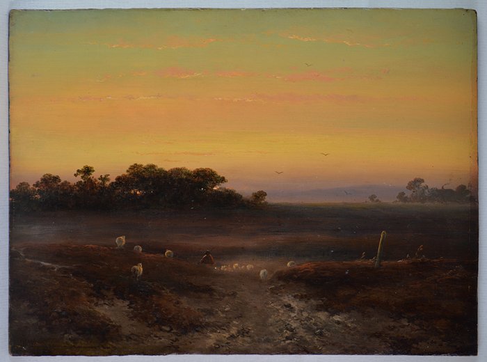 Johannes Franciscus Hoppenbrouwers 1791-1866. - Paysage au Crépuscule.