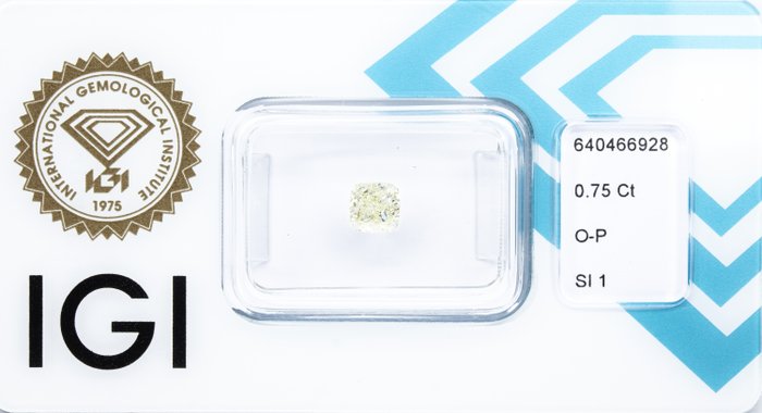 Ingen mindstepris - 1 pcs Diamant  (Natur)  - 0.75 ct - Pude - SI1 - International Gemological Institute (IGI) - PÅ