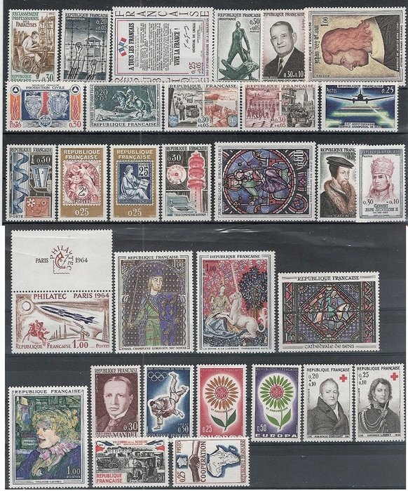 Frankrig 1962/1973 - På hinanden følgende parti på 12 år i træk fra 1962 til 1973 Ny** MNH Luxury uden hængsler - Yvert n°1325 au n°1782** NMH