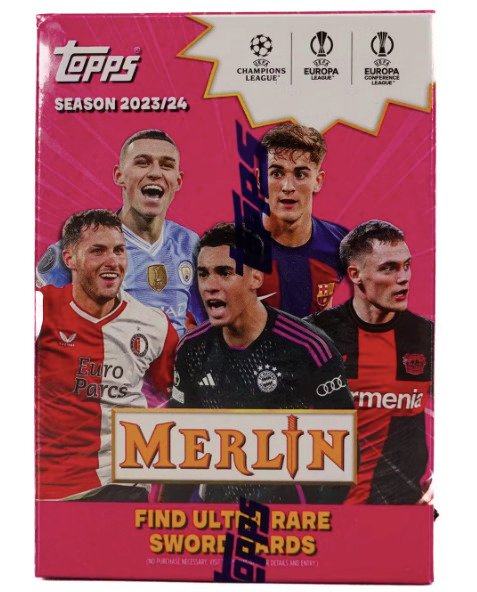 2023/24 Topps Merlin UEFA Club Competitions - Sealed Blaster Box - Chase the Autograph / Match Ball - 1 Sealed box - Næsten så god som ny (NM)