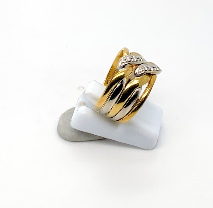 Ring - 18 kraat Gulguld, Hvidguld -  0.10ct. tw. Diamant (Natur)  - Diamant - 18KGuld Bandring Dia RG55