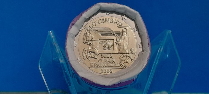 Slovakiet. 2 Euro 2023 "Stagecoaches Vienna-Bratislava" (25 monete) in rotolino  (Ingen mindstepris)