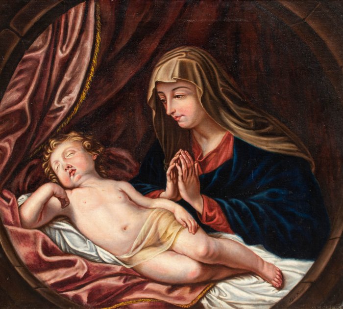 Adele Pinot (1848), da Guido Reni (Bologna, 1575 –1642) - Madonna in adorazione del Bambino dormiente