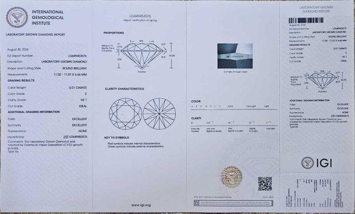 Ring Platin -  7.01ct. tw. Diamant (Laboratoriedyrket) - Diamant - 3 Sten Ring ,E,VS1