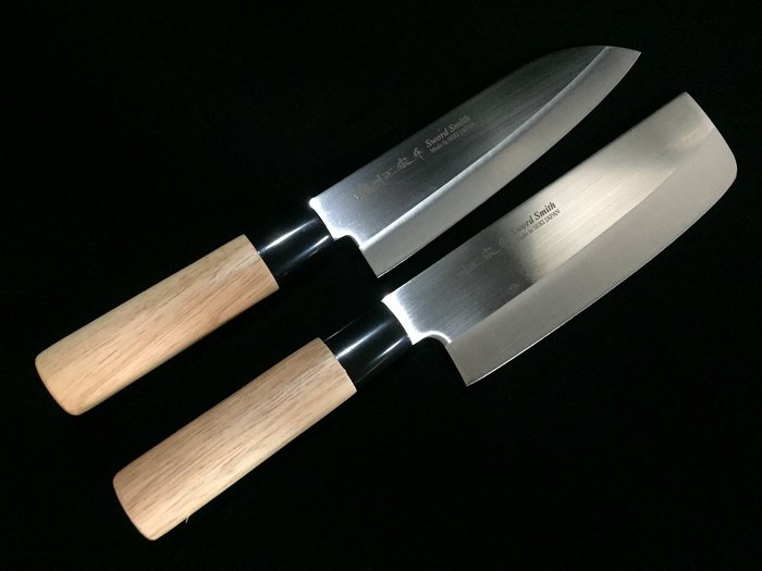 正宗 MASAMUNE / Set of 2 / 三得 SANTOKU 菜切 NAKIRI - Bordkniv (2) - Japansk køkkenkniv - Stål Træ