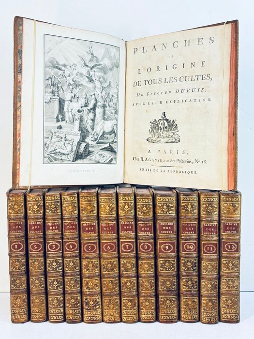 Charles-François Dupuis - Origine de tous les cultes, ou Religion universelle + ATLAS - Planches de l'Origine de tous les - 1794-1795