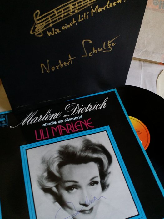 Signed - Odeon Box - Marlene Dietrich (LP)  handwritten Musical Notes by Schultze - Etui - Læder - Meget sjælden