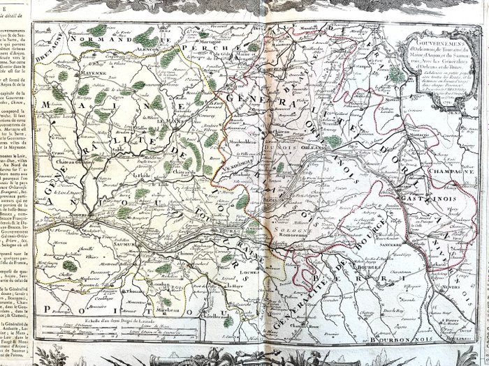 Frankrig - Touraine, Tours, Saumur, Loiret, Orléans, Sancerre, Ambroise, Beauce; Louis Charles Desnos - Gouvernement d'Orléanois, de Touraine, Maine, Anjou, Saumur - 1761-1780