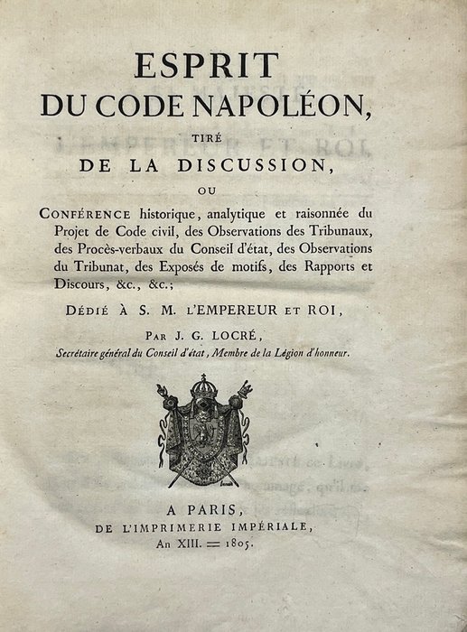 Locré de Boissy Jean Guillaume - Esprit du code Napoleon - 1805-1814