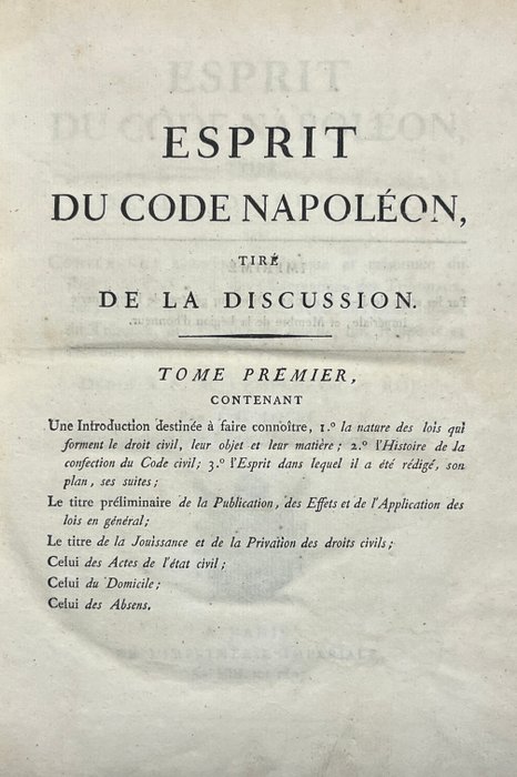 Locré de Boissy Jean Guillaume - Esprit du code Napoleon - 1805-1814