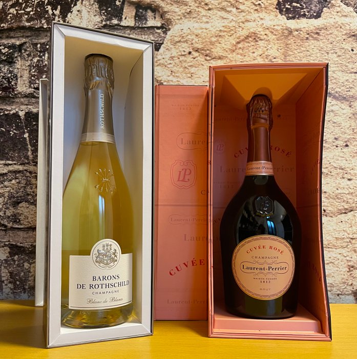 Barons de Rothschild, Blanc de Blancs  Laurent-Perrier, Cuvée Rosé - Champagne Brut - 2 Flasker (0,75 L)