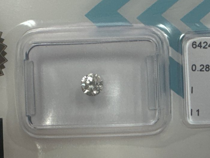 Ingen mindstepris - 1 pcs Diamant  (Natur)  - 028 ct - Rund - I - I1 - International Gemological Institute (IGI)