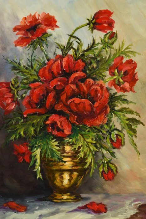 A. Saballus (XX) - Vase of red poppies