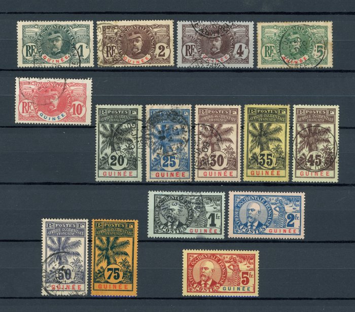 Guinea 1906/1907 - Palmer, komplet serie - Yvert n°33/47