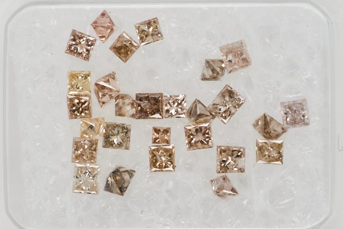 Ingen mindstepris - 27 pcs Diamant  (Naturfarvet)  - 1.04 ct Blandet brun - I3, VS1 - Gem Report Antwerp (GRA)