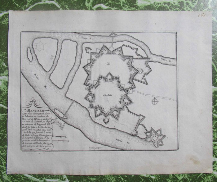 Tyskland - Hamborg Manheim; Nicolas de Fer / Charles Inselin - Hanbourg Ville Imperiale d’Allemagne très fameux port de Mer situèe a l’entrèe - Manheim cette - 1681-1700