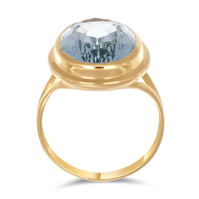 Ring - 18 kraat Gulguld -  10.00ct. tw. Akvamarin