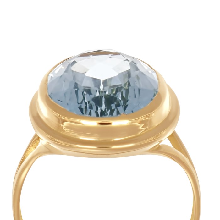 Ring - 18 kraat Gulguld -  10.00ct. tw. Akvamarin